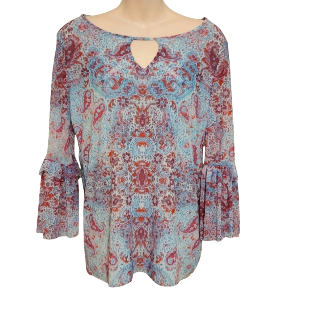 🔵BOGO FREE🔵 Jane & Delancey Paisley Boho Sleeve Top Sz S